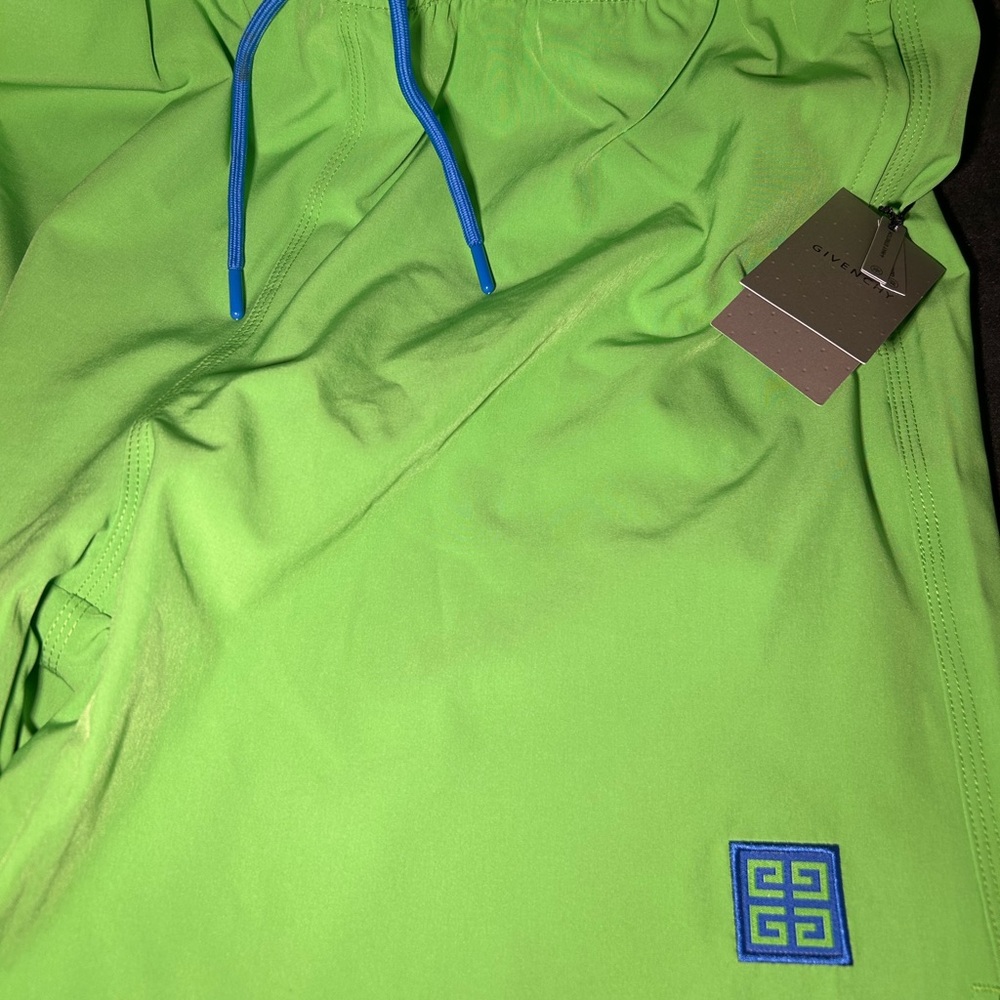 Givenchy Vibrant Green Swimwear with Blue Drawstring